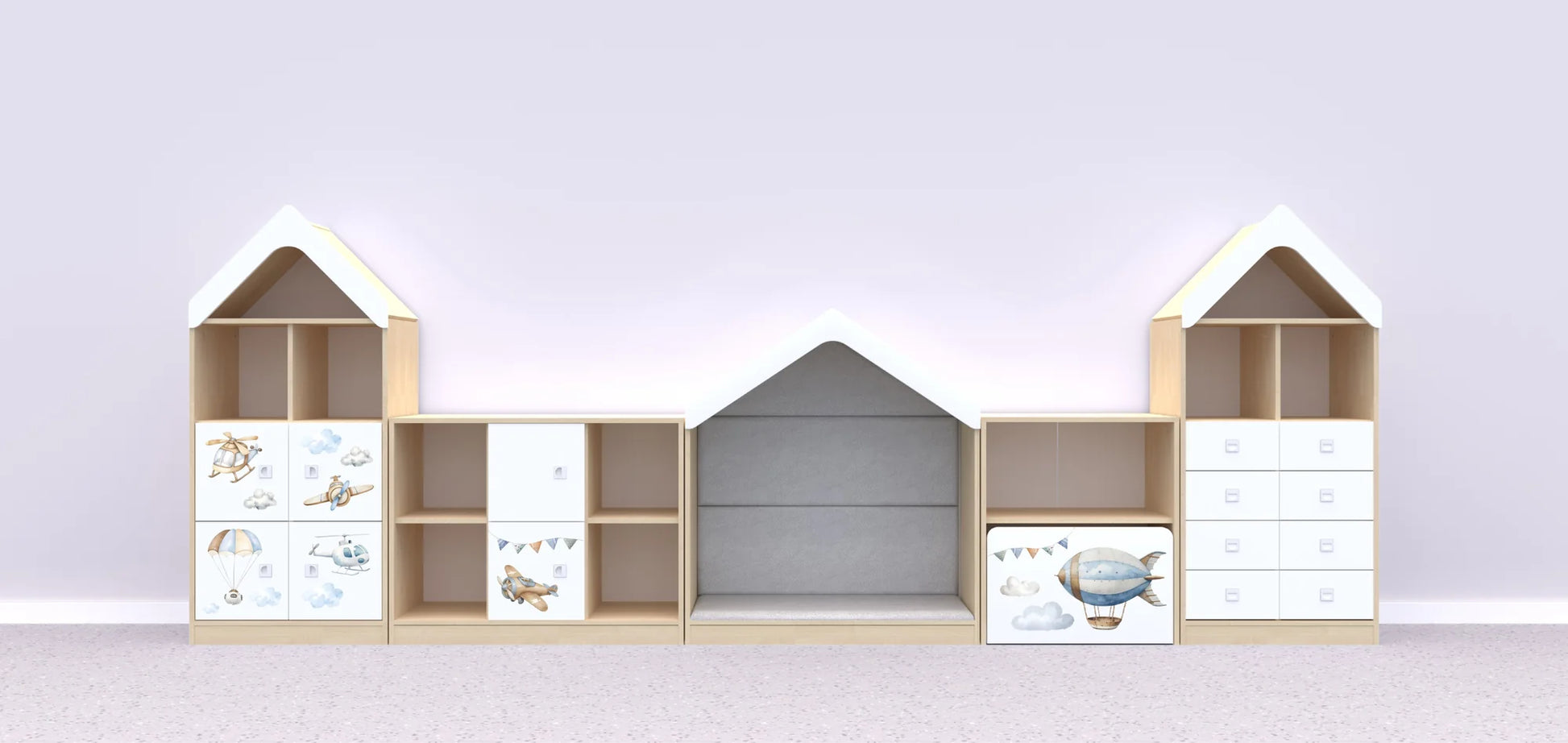 Zestaw mebli BLOX 11 – brzoza / Air