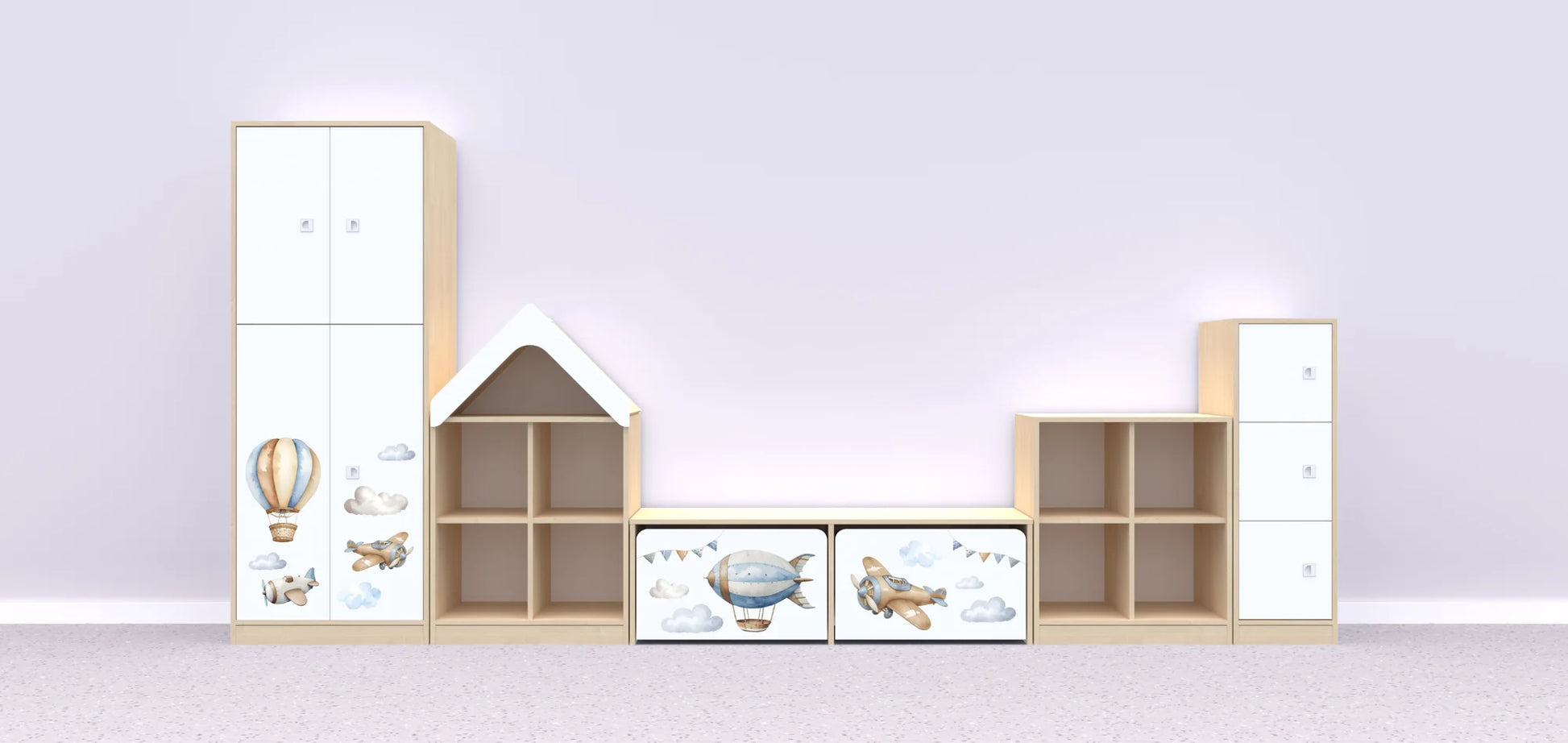 Zestaw mebli BLOX 14 – brzoza / Air