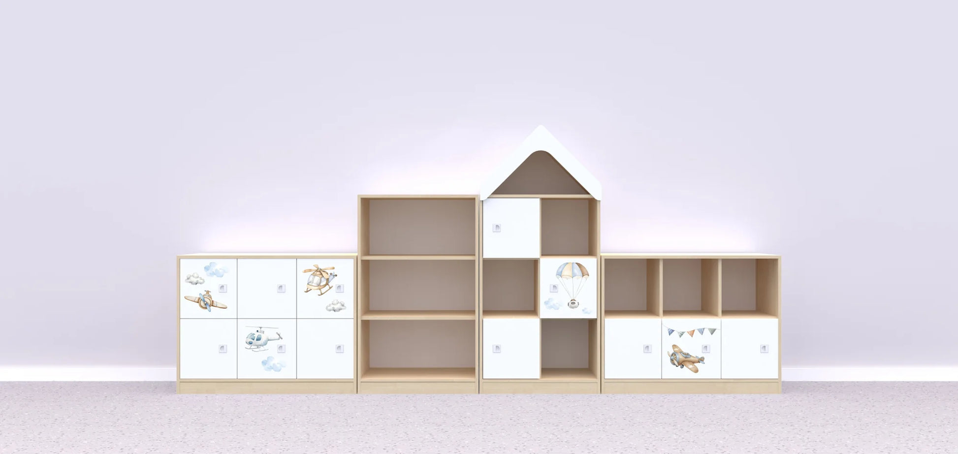 Zestaw mebli BLOX 15 – brzoza / Air