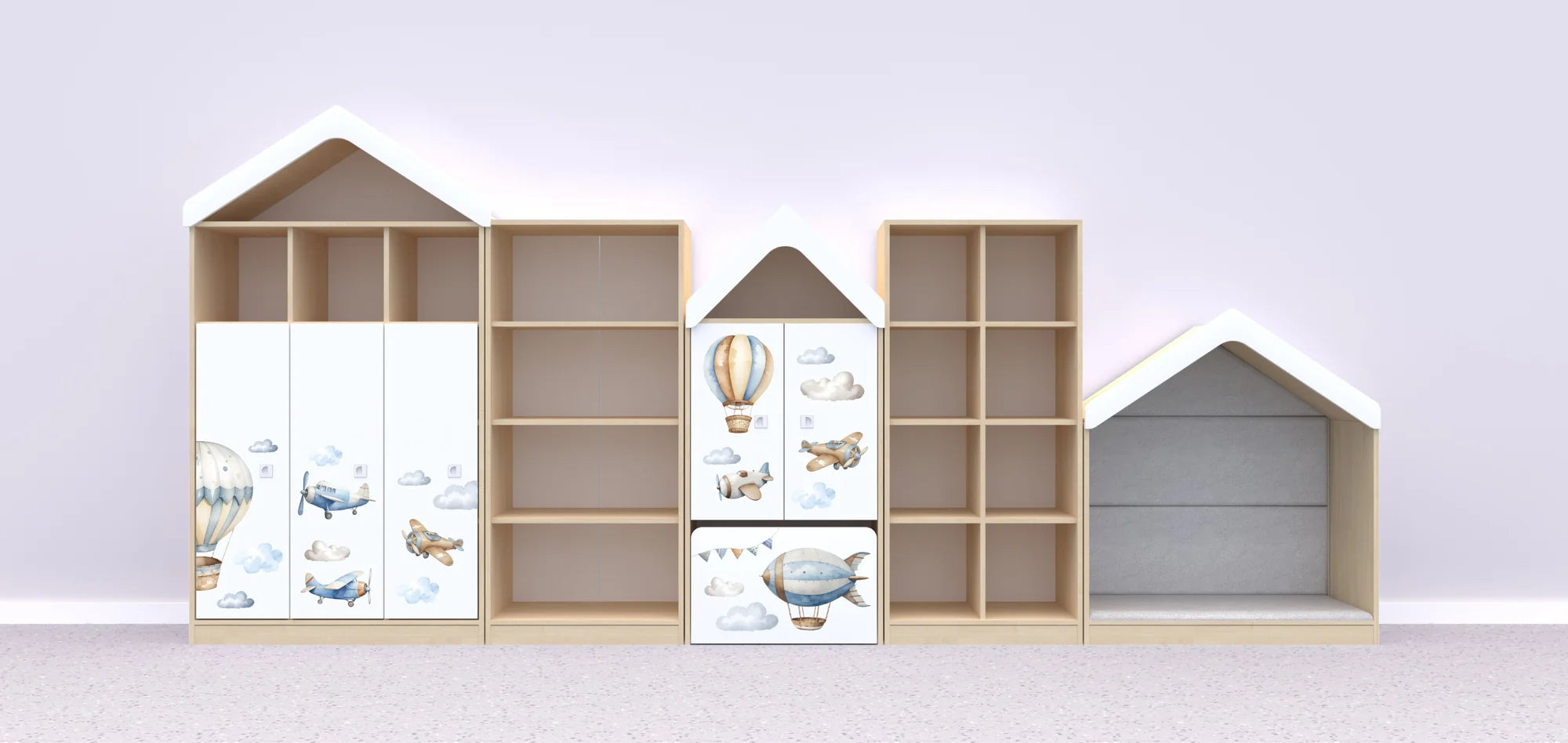 Zestaw mebli BLOX 3 – brzoza / Air