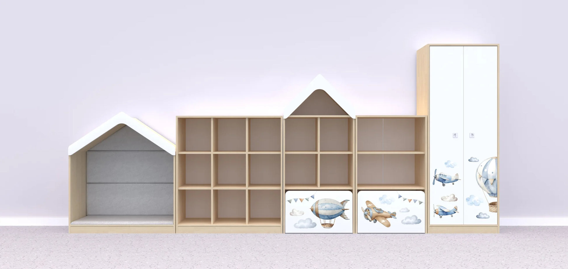 Zestaw mebli BLOX 4 – brzoza / Air