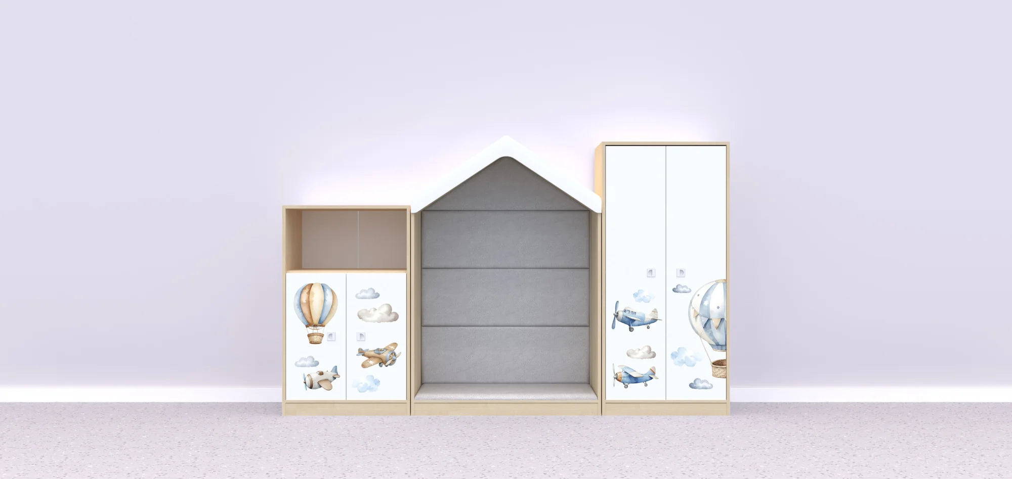 Zestaw mebli BLOX 5 – brzoza / Air