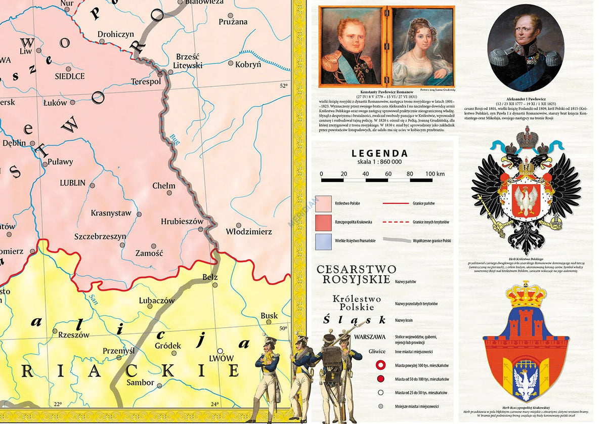Ziemie polskie po kongresie wiedeńskim (1815-30) - mapa ścienna - zdjęcie 2