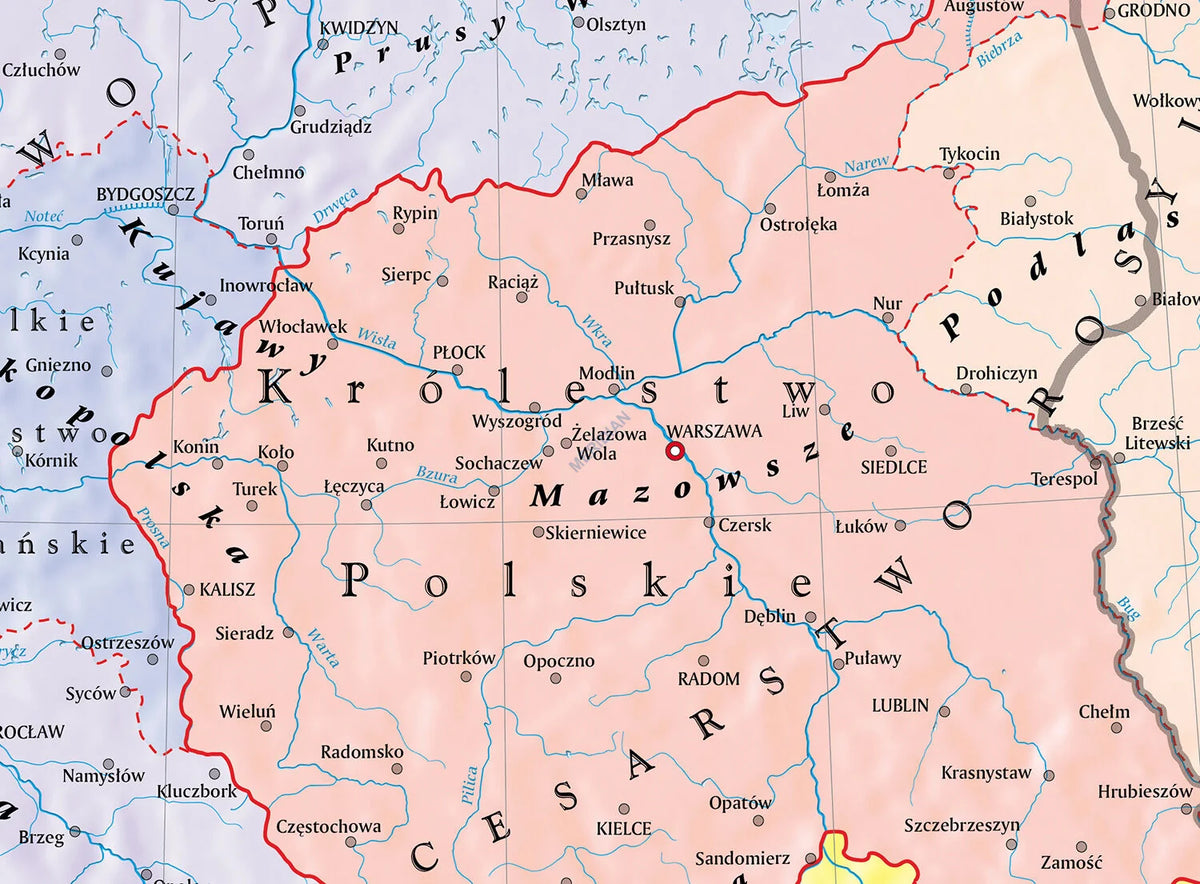 Ziemie polskie po kongresie wiedeńskim (1815-30) - mapa ścienna - zdjęcie 3