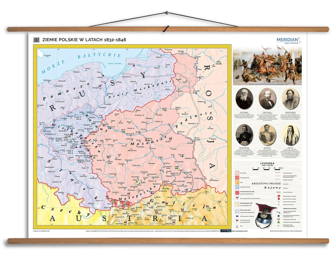 Ziemie polskie w latach 1832-1848 - mapa ścienna