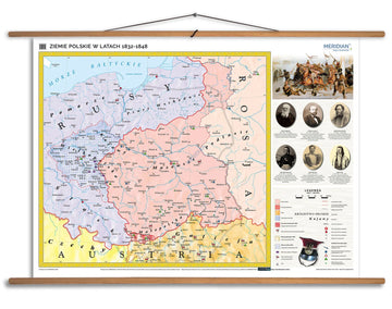 Ziemie polskie w latach 1832-1848 - mapa ścienna