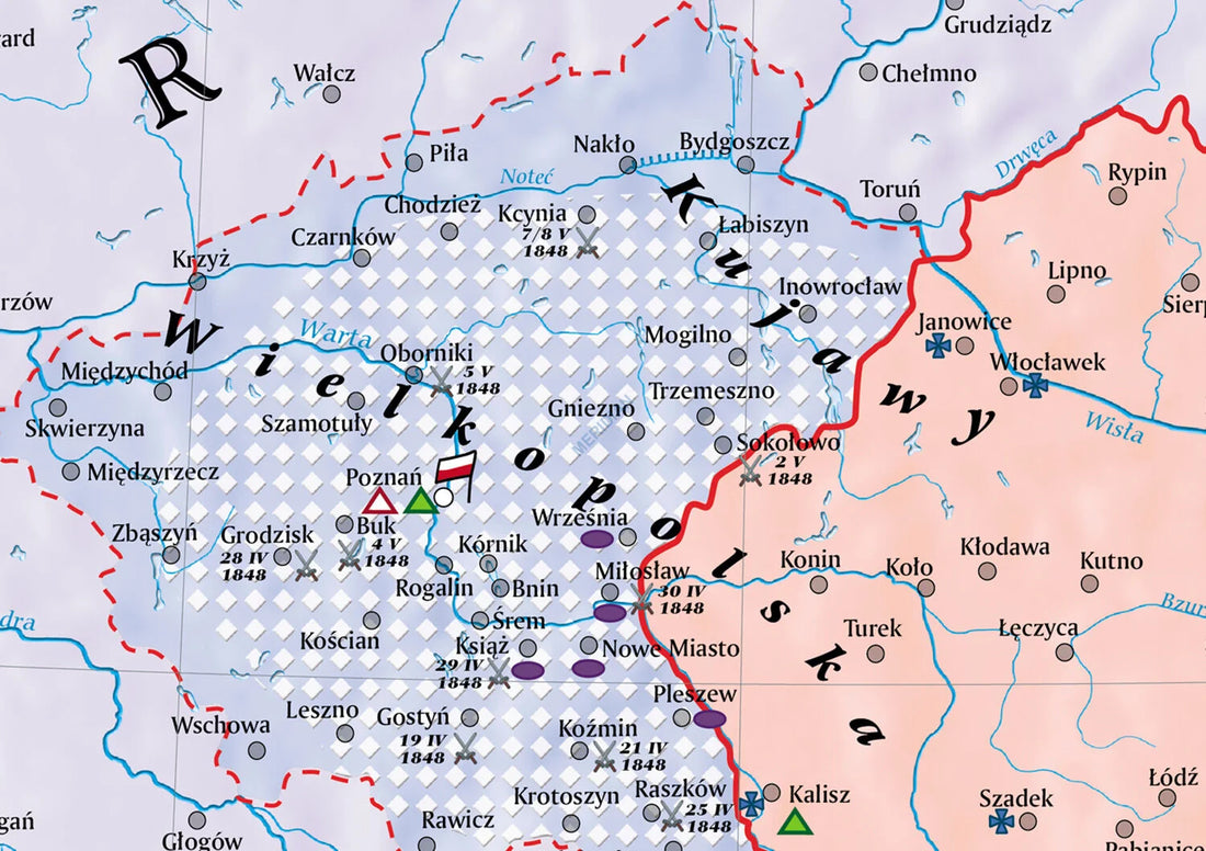 Ziemie polskie w latach 1832-1848 - mapa ścienna