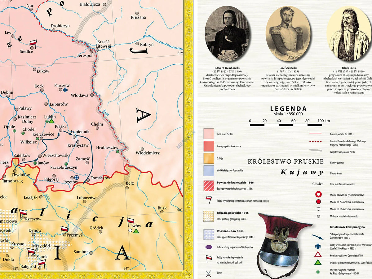 Ziemie polskie w latach 1832-1848 - mapa ścienna - zdjęcie 3