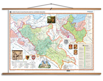 Ziemie polskie za Władysława Łokietka i Kazimierza Wielkiego - mapa ścienna
