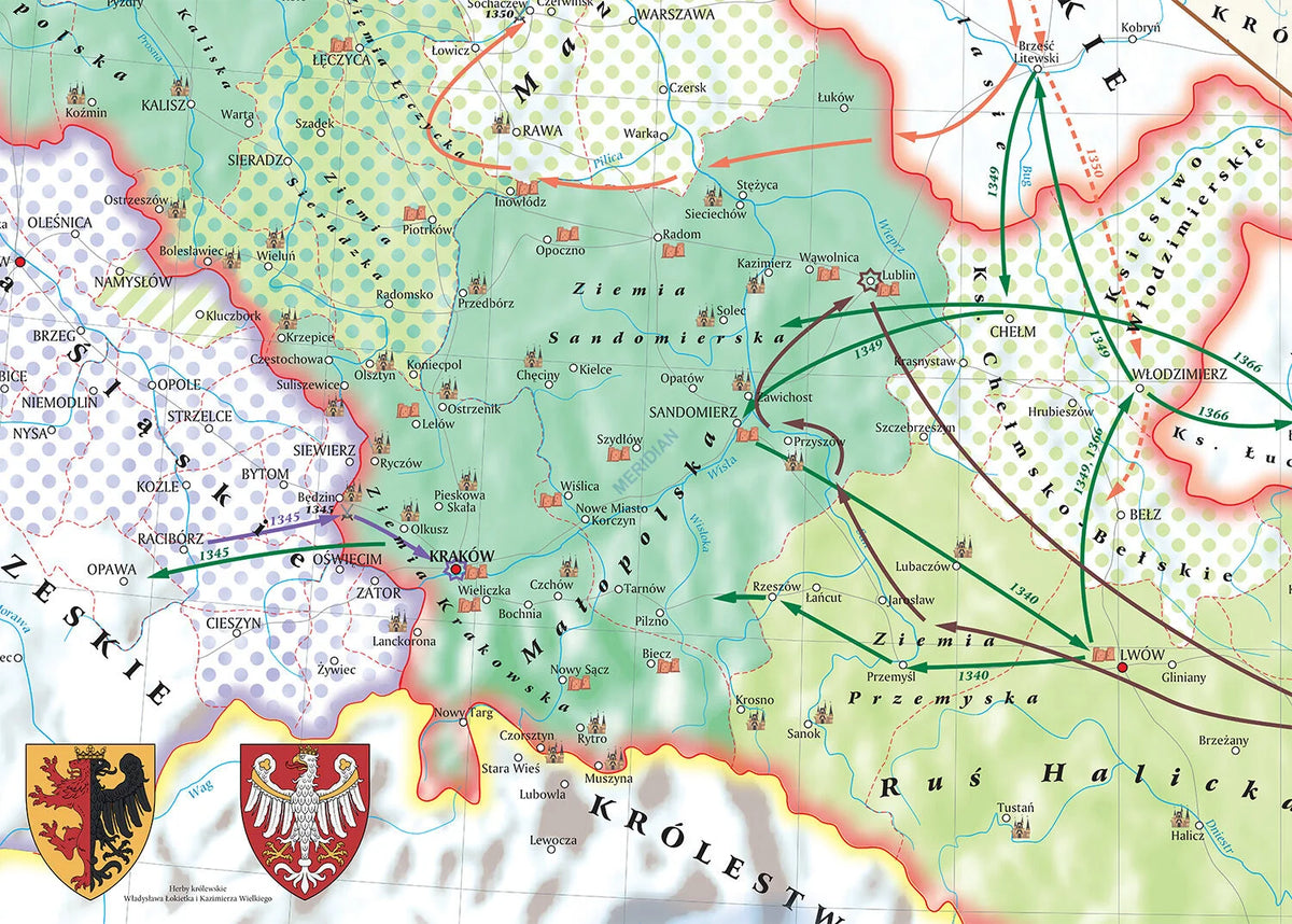 Ziemie polskie za Władysława Łokietka i Kazimierza Wielkiego - mapa ścienna - zdjęcie 3