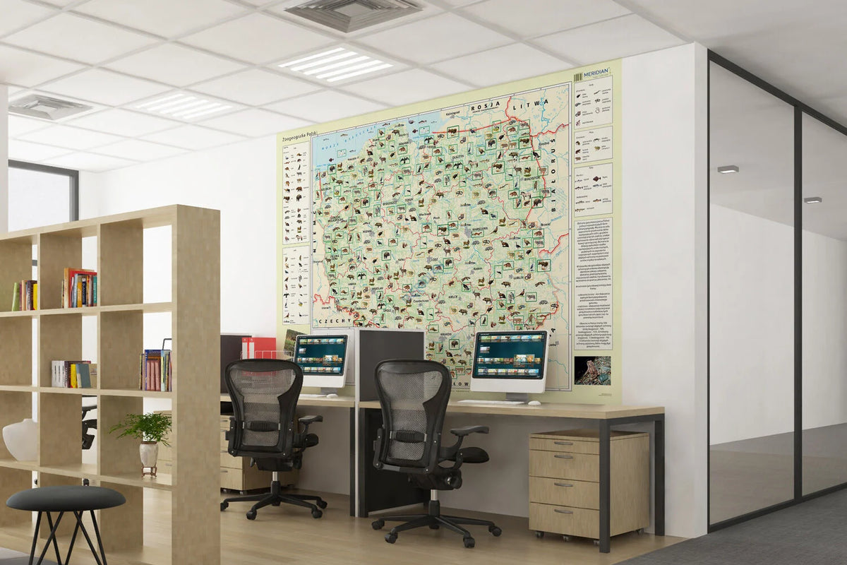 Zoogeografia Polski - mapa ścienna - wersja fototapeta